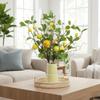 Plastic Artificial Lemon Branch with Flower Faux Lemon Lemon Fruit Branch Realistic Green Leaves Fake Floral Decor Wedding Party