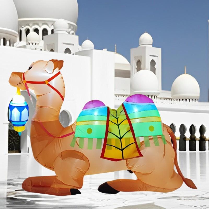 Inflatable Toys Muslim Islamic Ramadan Mubarak 2.4M/8FT Camel with Lamp LED Lights Eid Model Decorations for Celebrate Fasting