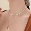 Simple new natural freshwater pearl necklace, INS versatile commuter choker, high-end Xiaomi bead necklace for women