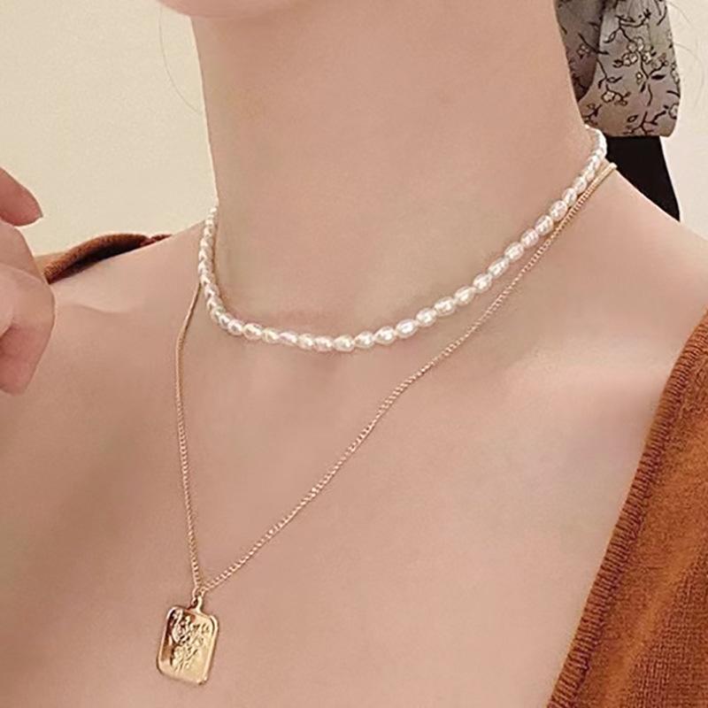Simple new natural freshwater pearl necklace, INS versatile commuter choker, high-end Xiaomi bead necklace for women