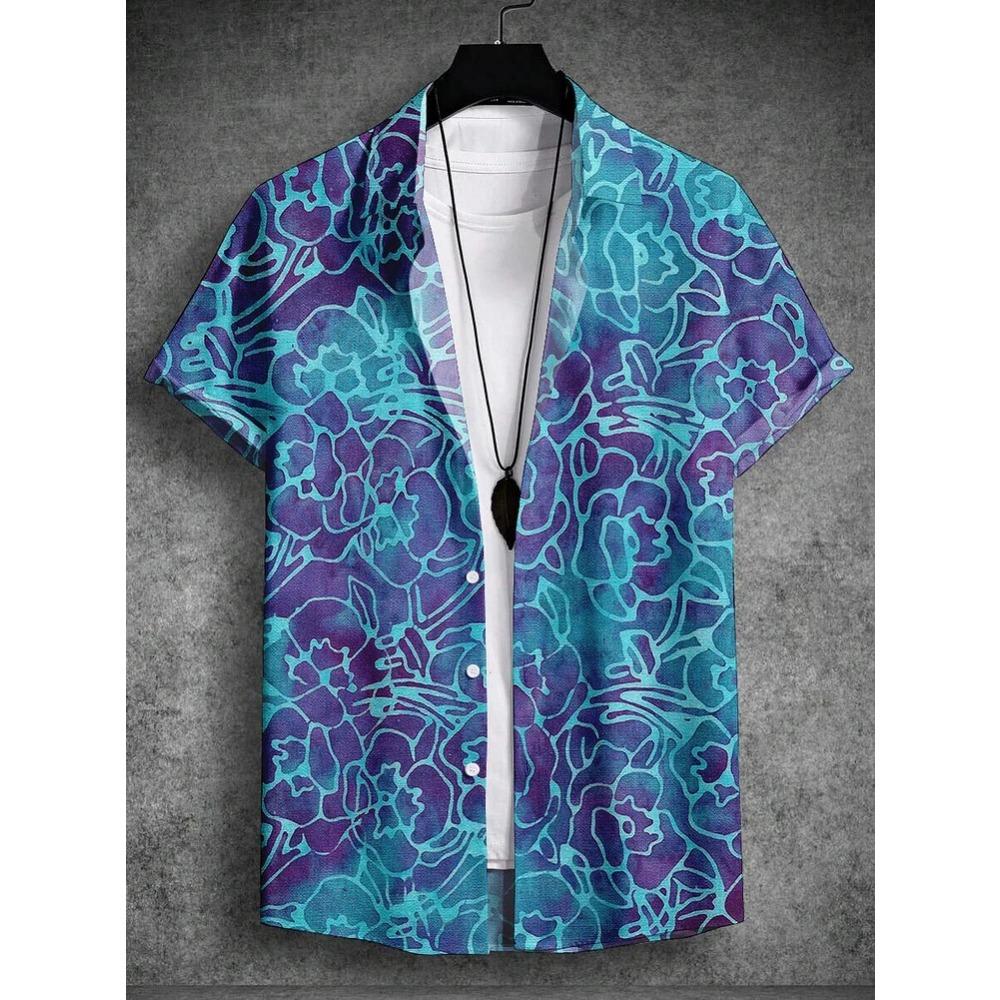 Men's Beautiful Graphics Shirts Short Sleeve Button Down Lapel Shirts For Summer Oversized Tops Vacation Casual Hawaiian Shirts