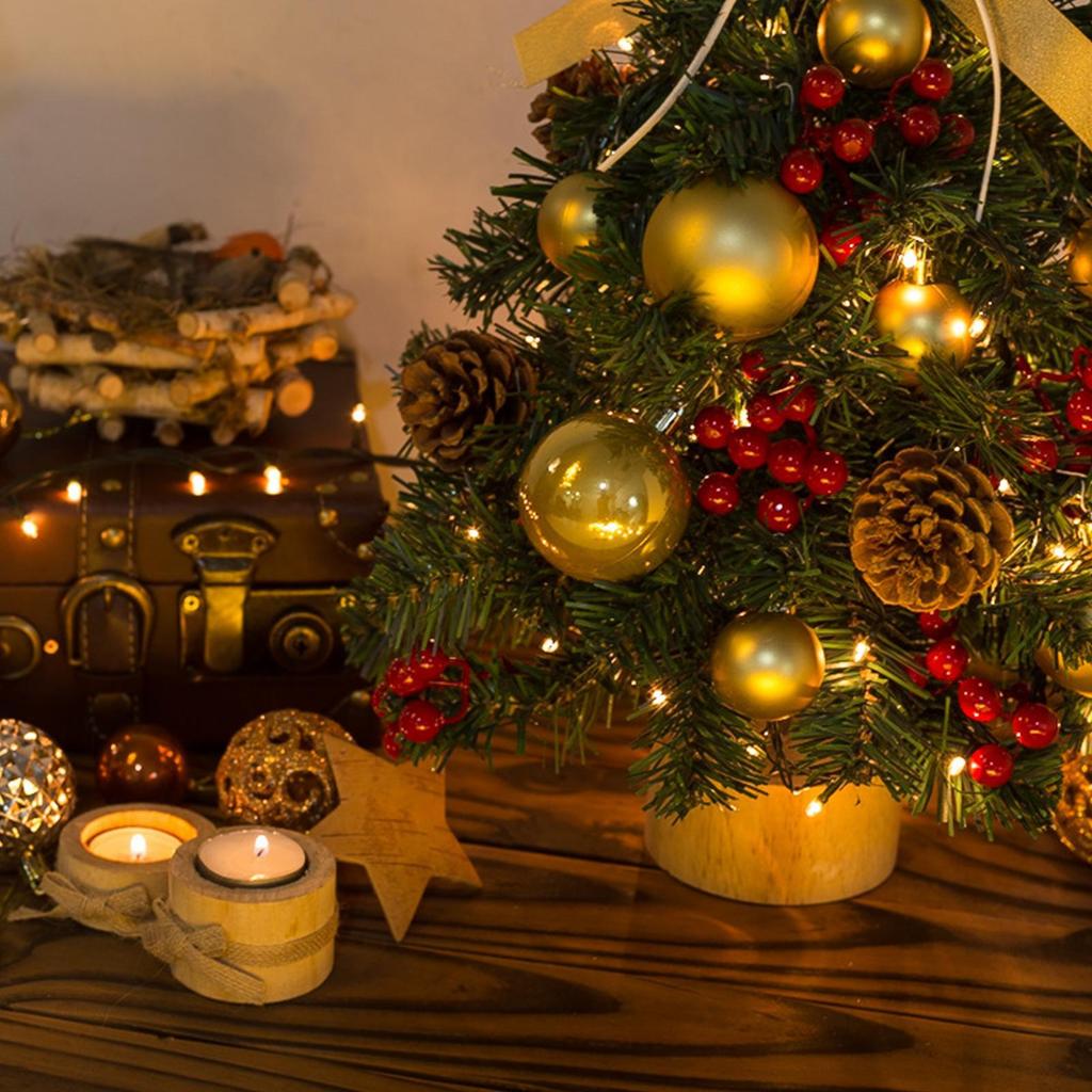 Tabletop Christmas Tree 18 Inch Seasonal Decor With LED Light Artificial Mini Christmas Tree For Office Home Bedroom Living Room