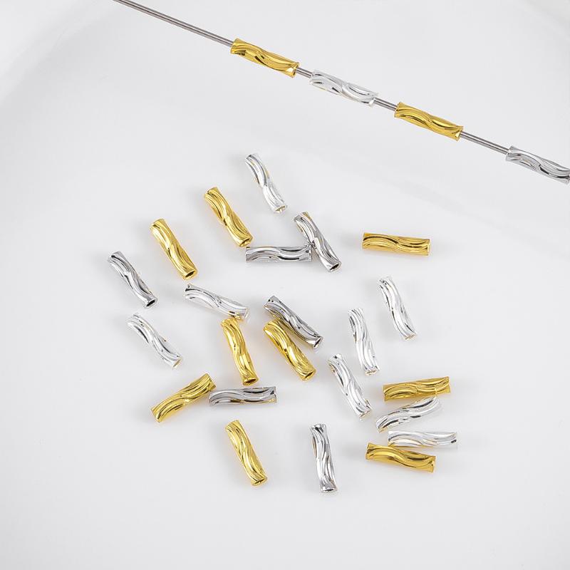 50Pcs Spacer Bead Diy Findings 2X8Mm Tube Beads For Jewelry Making Gold Plated Beads Separators For Bracelets Accessories