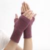 Solid Color Office Bare Finger Gloves Touchable Screen Driving Mittens New Skiing Gloves  Women