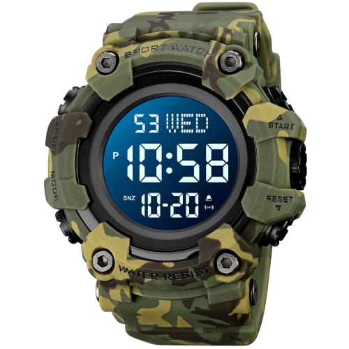 Men's Sports Watch, Chronograph, Backlight, Shock Resistant, Dual Display, 50M Water Resistant, Black