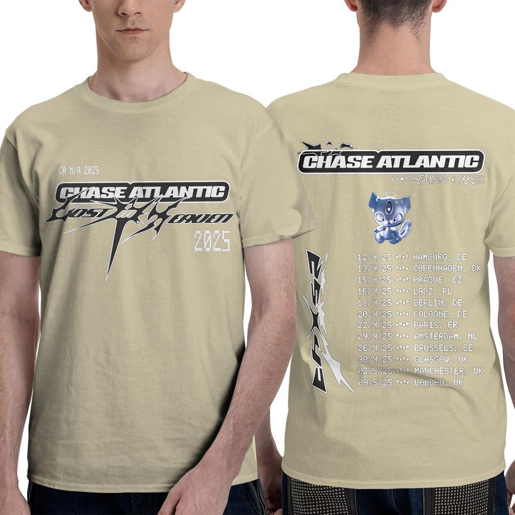 Chase Atlantic  T Shirt Men Music Vintage Pure Cotton T-Shirts Summer Round Neck Hipster Tee Shirt Pattern Oversized Tops