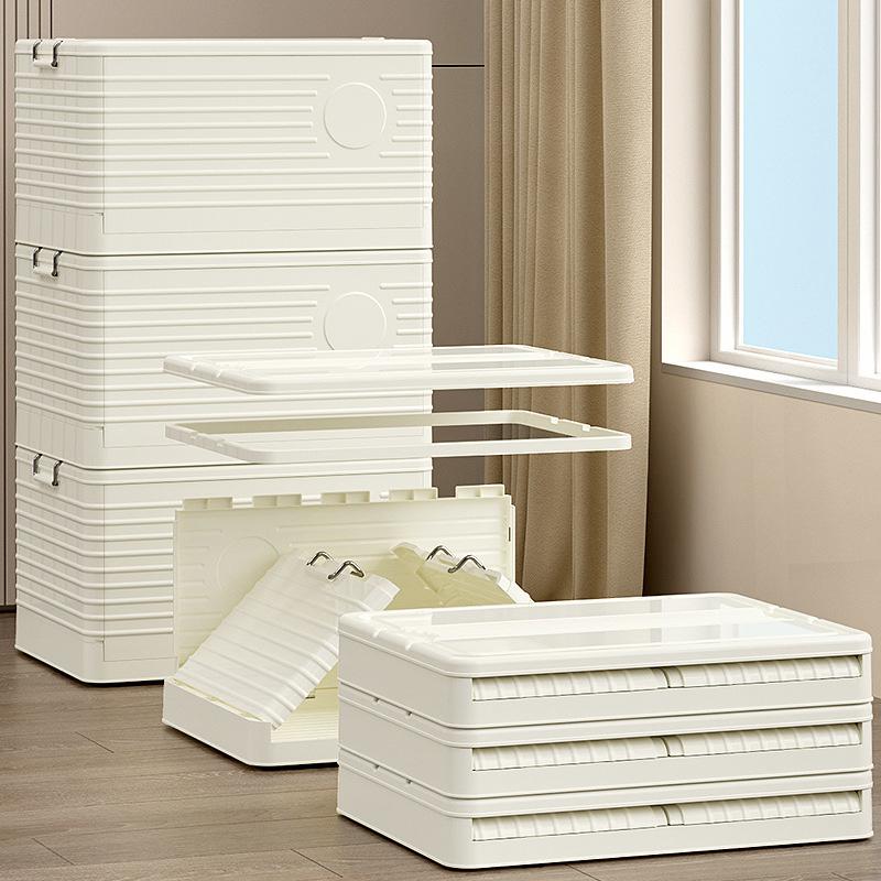 Super Large Capacity Storage Bin With Wheels Foldable Clothes Storage Box Bedroom Stackable Durable Clothing Organizer Box