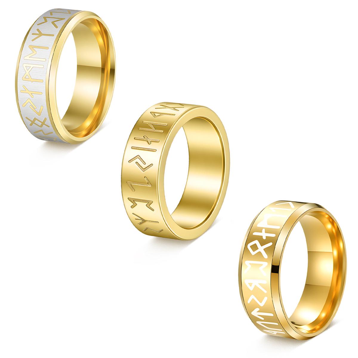 Набор колец с руническими символами викингов и пиратской тематикой - Европейский и американский бестселлер (3 куска) Size 12