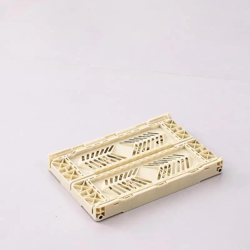 5L Folding Plastic Storage Box Storage Crate Stackable Desktop Cosmetic Basket Heavy Duty Utility Crate with Handles for Toys