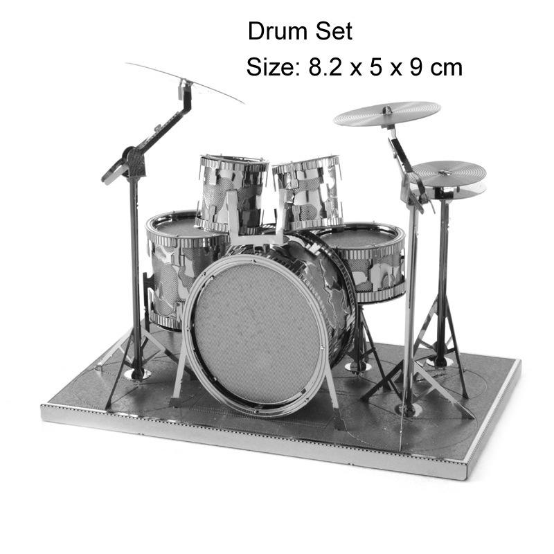 3D Metal Assembled Model DIY Jigsaw Puzzle Instruments Piano Guitar Drum Cello Bass Model Handicrafts Desktop Ornament Toy Gift