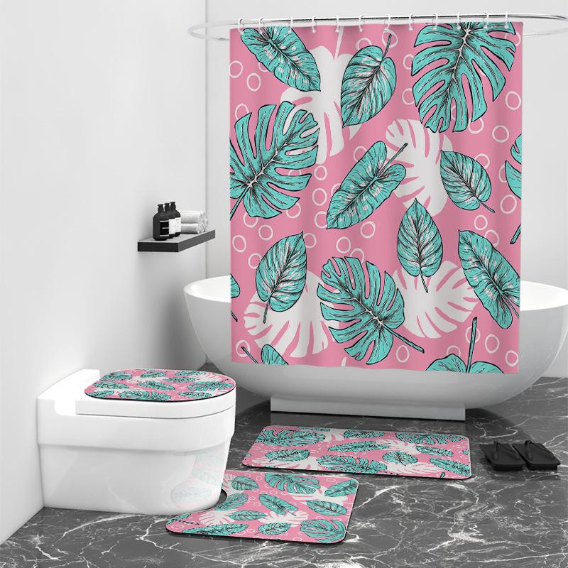 Digital bedruckter Duschvorhang mit Palmenblatt-Motiv, wasserdicht, Badezimmerdekor