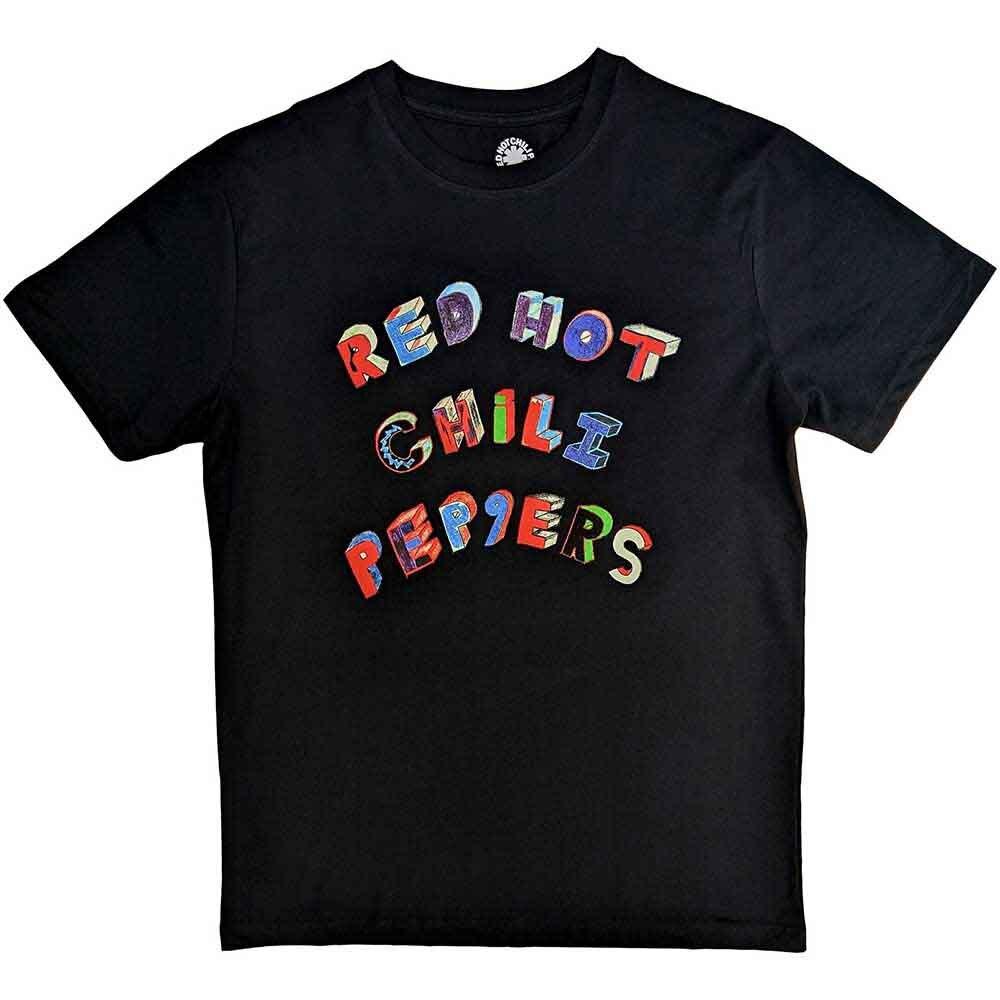 Red Hot Chili Peppers Colourful Letters T-Shirt Black New M