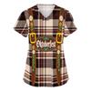 Women's V Neck Short Sleeve Work Shirt with Pockets Oktoberfest Print Lightweight Comfortable Fit Casual Top for Healthcare and Service Staff