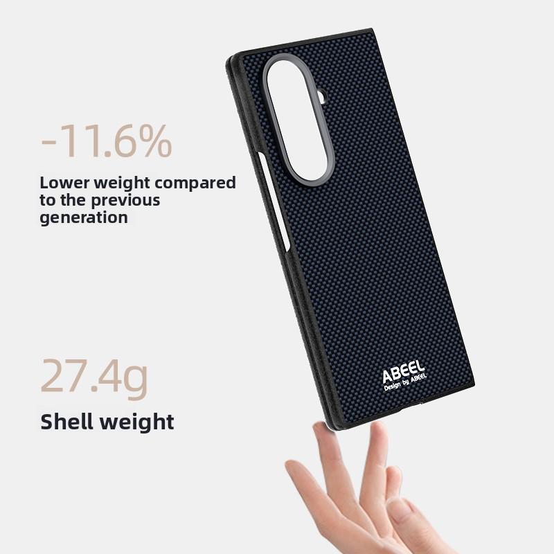 Microrelief Carbon Fiber Phone Case for Samsung Galaxy Z Fold 7 Fold6 5 W25 W26 Alloy Lens TPU+PC Cover with Invisible Magnet