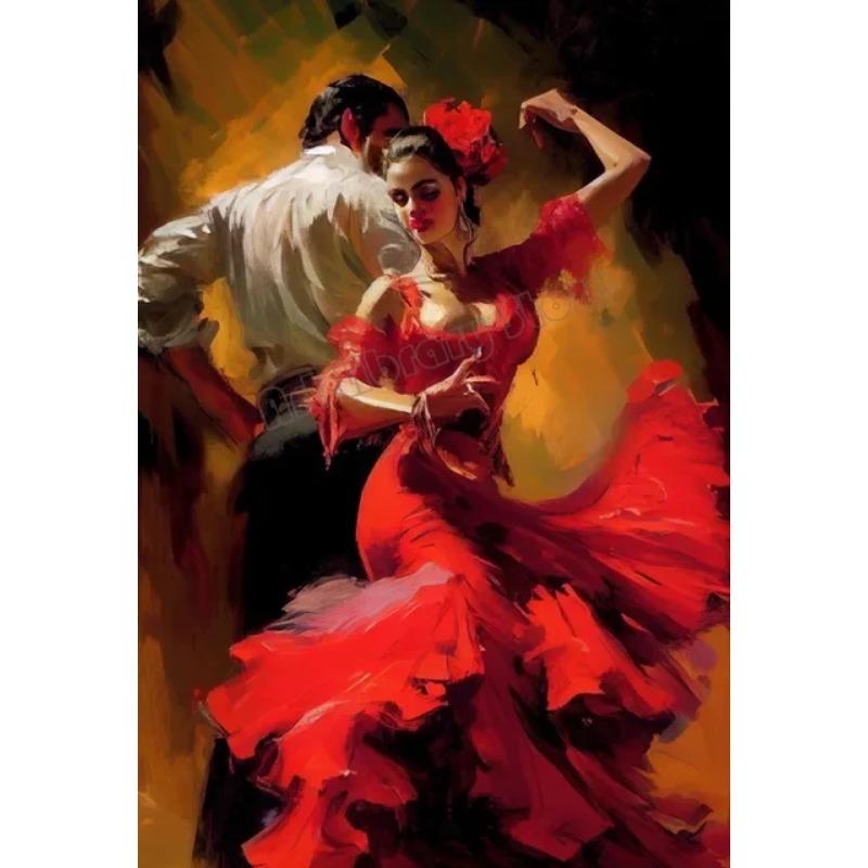 Graffiti Flamenco Dancer In Red Dress  Sexy Dancing Girl Poster Canvas Painting Wall Art for Home Bar Interior Decor Perfect Gif