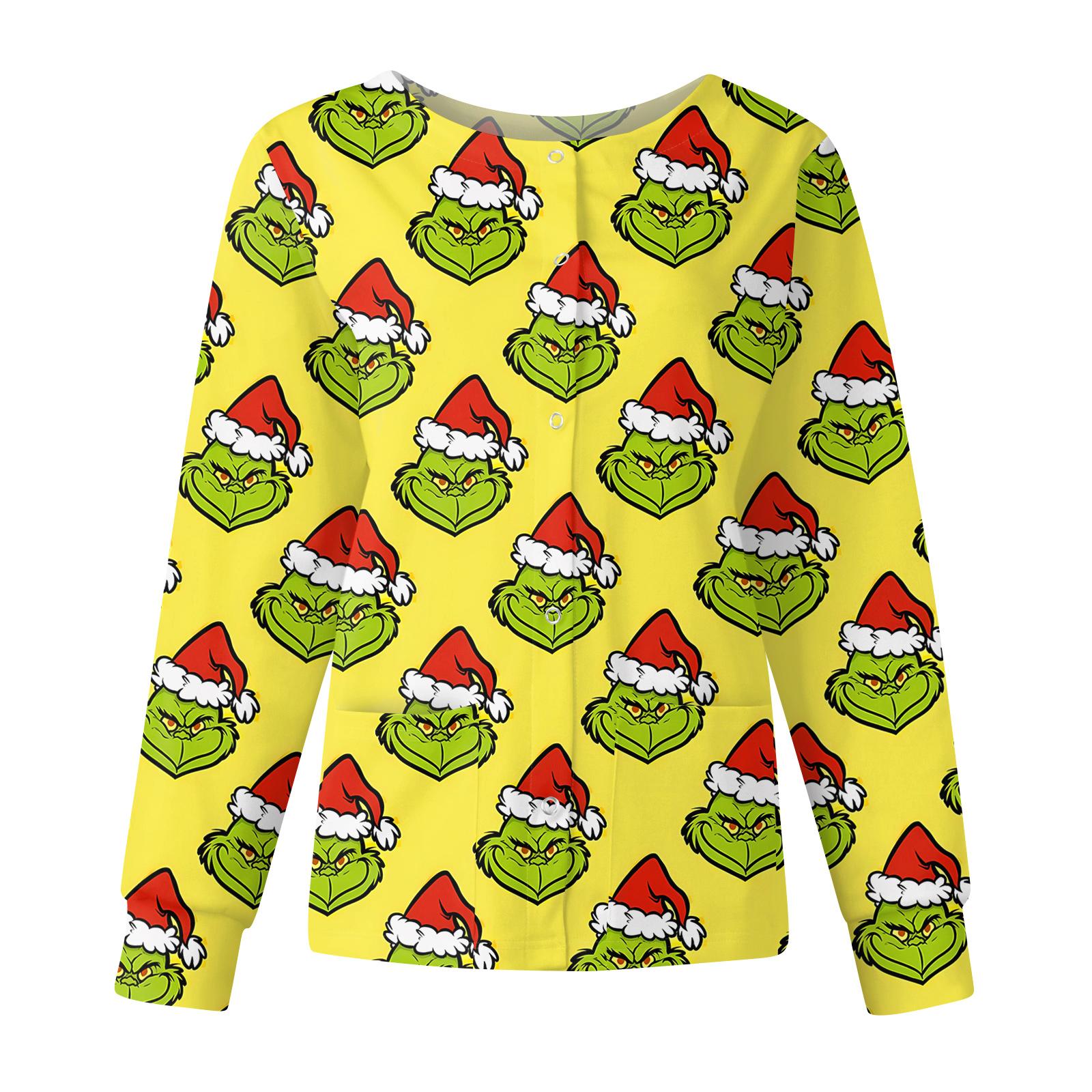 

Женская повседневная модная куртка с длинным рукавом, воротником-стойкой, на одной пуговице, с рождественским принтом, рабочая куртка, топы XL жёлтый