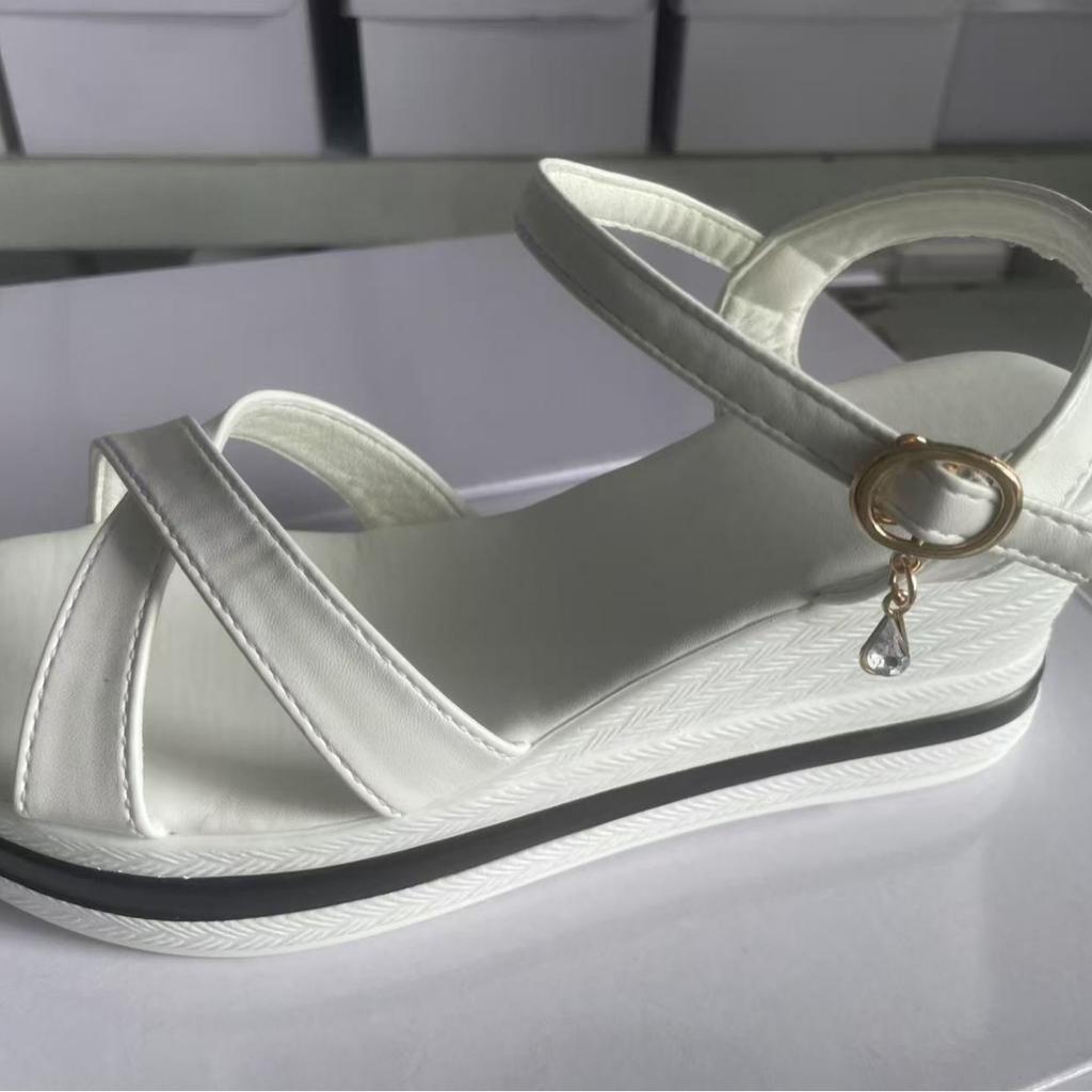 Summer New Peep-Toe Wedge Sandals – Large-Size One-Band Buckle Platform Waterproof Sole Sandals for Women