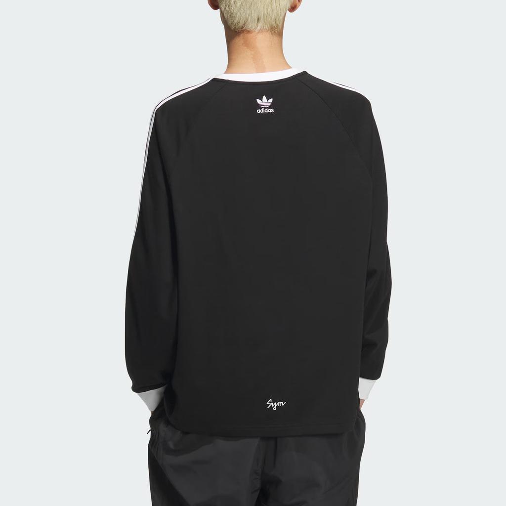Adidas Originals Sym 3S Tee Ls Løs Passform Rund Hals Sport Langermet T-skjorte Herre Topper Svart Hvit JY3458