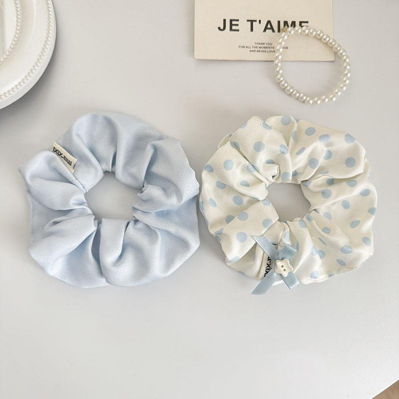 Elegant Blue Polka Dot Large Scrunchie Hair Band For Women Girls Hair Tied Bands Head Rope Ponytail Hair Accessories