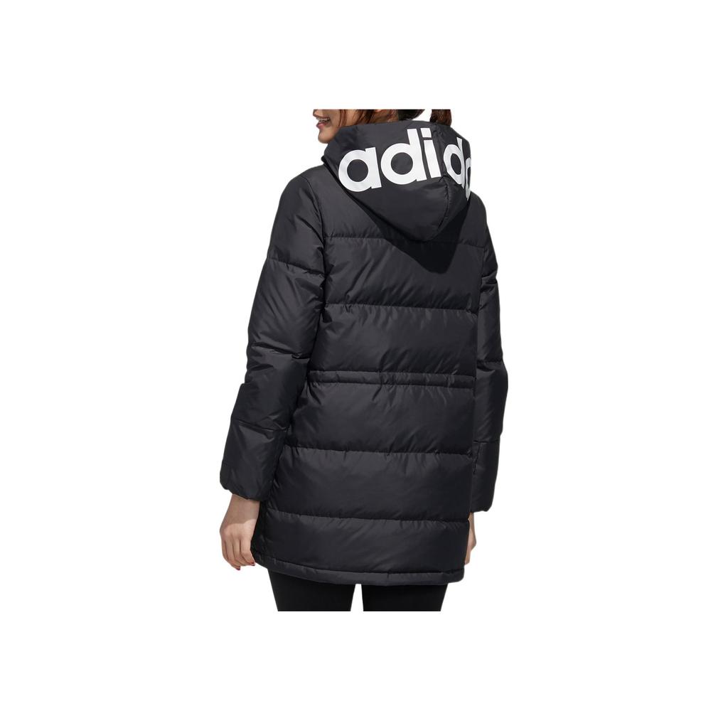 Adidas Neo Letter Print Long Hidden Zipper Hooded Down Jacket Women Outerwear Black GJ8831