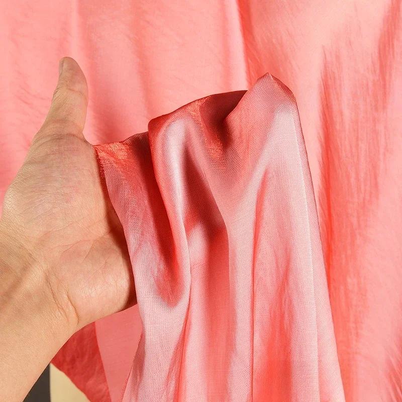 100x150cm Acetate Satin Fabric Pleated Texture Lightweight Breathable Shirt Dress Apparel for Diy Sewing Rayon Material
