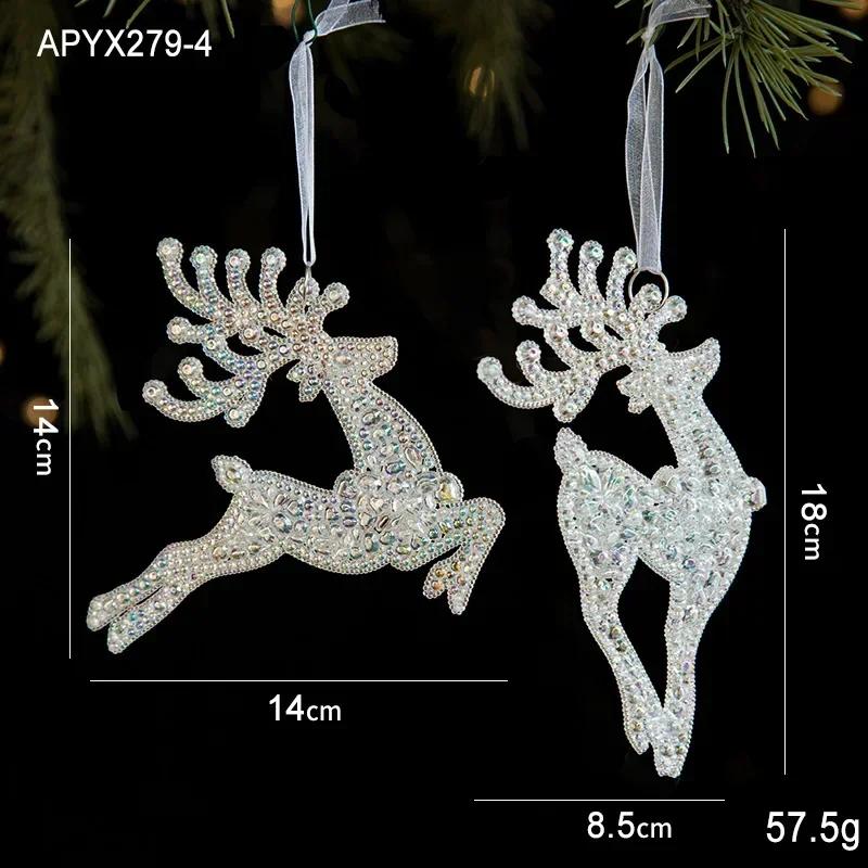 3 Packs Christmas Snowflake Elk Small Pendant Christmas Tree Decorations Acrylic Pendants Colorful Transparent Crystal Pendant