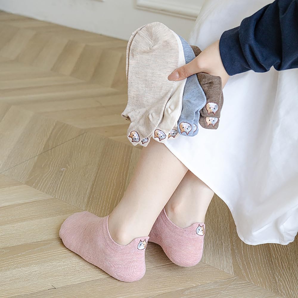 Beauinnerty Cute Ankle Socks Set with Foot Covers and Crew Stays Stays 3D Fashionable Women's Socks, Sweaty, Put, Design, Stylish, (Cat Print, 10-Pair