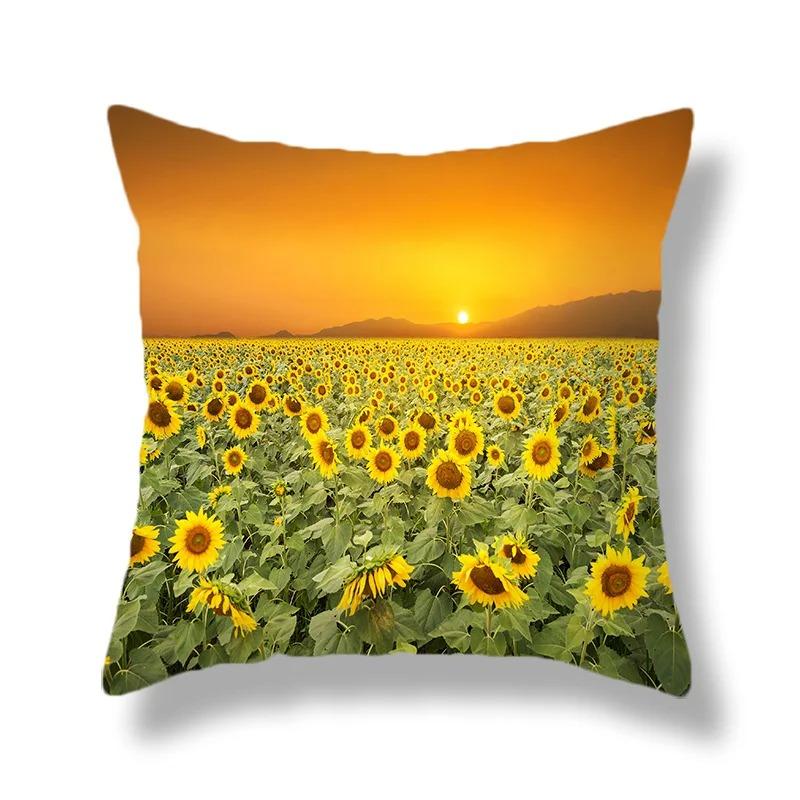 Beautiful Sunflower Field Print Pillowcase Car Ornaments Office Living Room Home Pillowcase