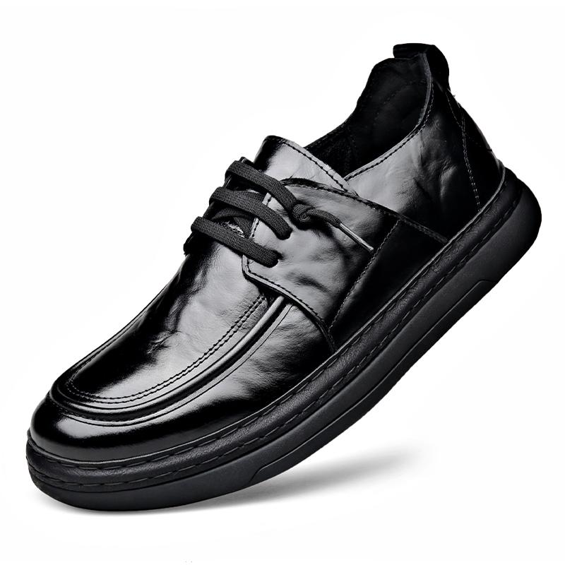 

Брендовые мужские туфли из натуральной кожи ручной работы в британском стиле с круглым носком, повседневные итальянские туфли из коровьей кожи 44 чёрный