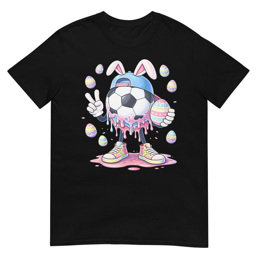 Soccer Rabbit Bunny Egg Drip Sport Easter Day Boys Kids Tshirt