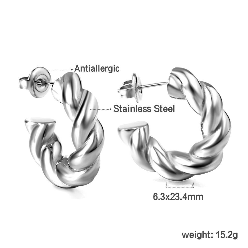 Fashion Irregular Twisted Earrings for Women, French Vintage Jewelry High-end Exaggerated Stainless Steel Gold-plated Gift