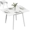 Dining Table Folding Table Kitchen Table, 2 Foldable Surfaces, 110 X 86 X 75 Cm, White