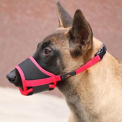 5H Pet Soft Mesh Dog Muzzle for Anti-Barking Training, Red, XS