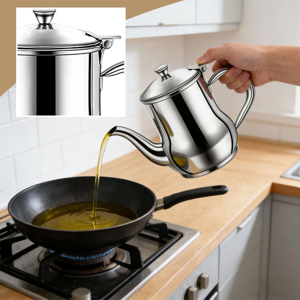 Leak-proof Stainless Steel Oil Dispenser, Thickened Kitchen Oil Canister, Oil Bottle, Seasoning Bottle