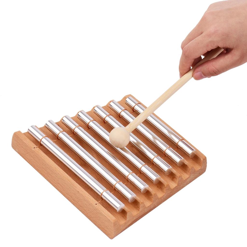 Children's Orff Instrument  Aluminum Tube Xylophone Toy 1 2 3 7-Tone Wood Tabletop Chimes Phoneme Meditation Chime Musical Toys
