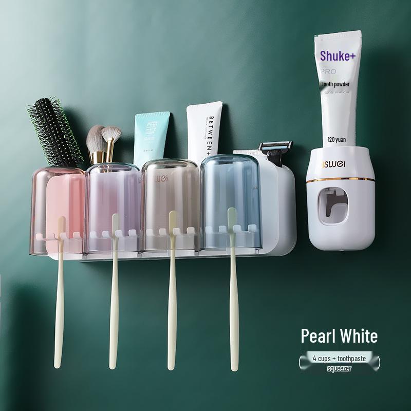 Wall-Mounted No-Punch Toothbrush & Rinsing Cup Set