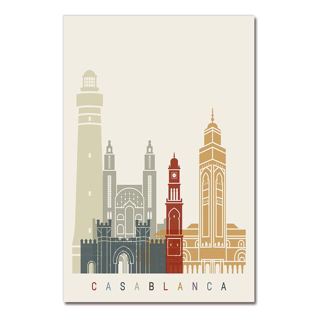 

Путешествия Холст Картины Винтажные Картины Марокко Танжер Касабланка Плакаты Покрытые Наклейки На Стены Украшения Дома Без Рамки 21*30cm No Frame