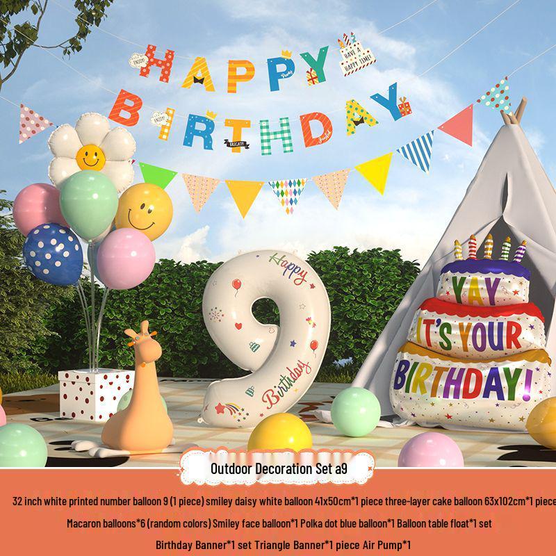 Xiaohongshu První narozeninová kempingová párty Balónky a banner pro děti