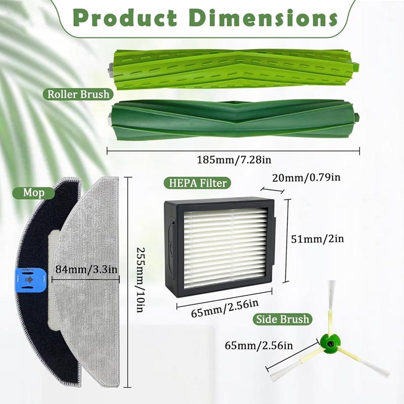 Replacement Kit As Shown Plastic For Irobot Roomba Combo I5, I5+, J5, J5+ Main Side Brush Hepa Filter Mop Cloth Spare Parts