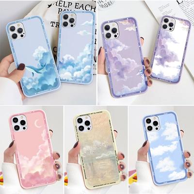 Funda con pintura de nubes de colores para Iphone Xr X Xs 14 13 12 Mini 11 Pro Max Se 2020 2022 7 8 6 6s Plus Fundas suaves de Tpu Etui