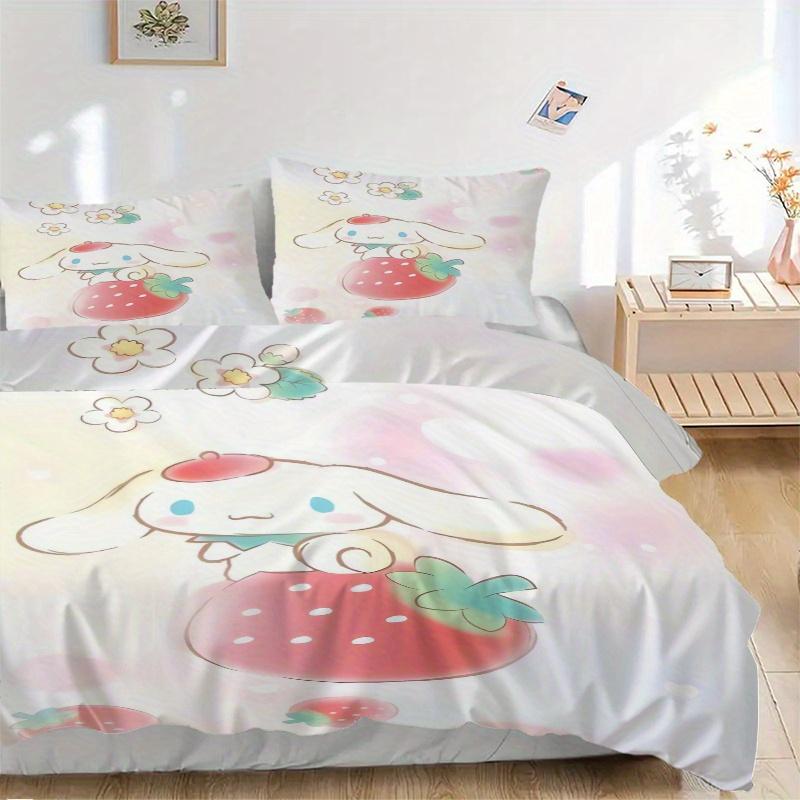 

3pcs Strawberry Cinnamoroll Idea Quilt Cover Set - Soft and Cozy Bedroom, Guest Room and Dorm Decorative Bedding 3-Piece Set 1 Quilt Cover + 2 Pi 135x200cm