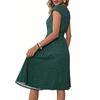 Womens Casual Midi Dress Short Sleeve Round Neck Tie Waist Printed A Line Dress for Daily Wear Work and Outdoor