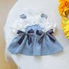 Reusable Pet Denim Dress With Bow Pet Skirt Soft Dog Denim Skirt  Outing