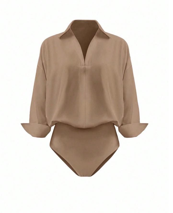 2026 European Fashion Slim-fit Mid-sleeve Women's Lapel Shirt