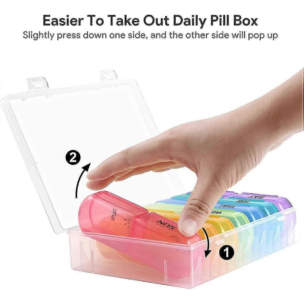 Großer Wöchentlicher Pillenorganizer 2 Mal täglich, 7-Tage-Pillenbox-Etui AM PM Tragbare Reise-Medikamenten-Organizer-Box Große Fächer für Pillen Vitamine Fischöl