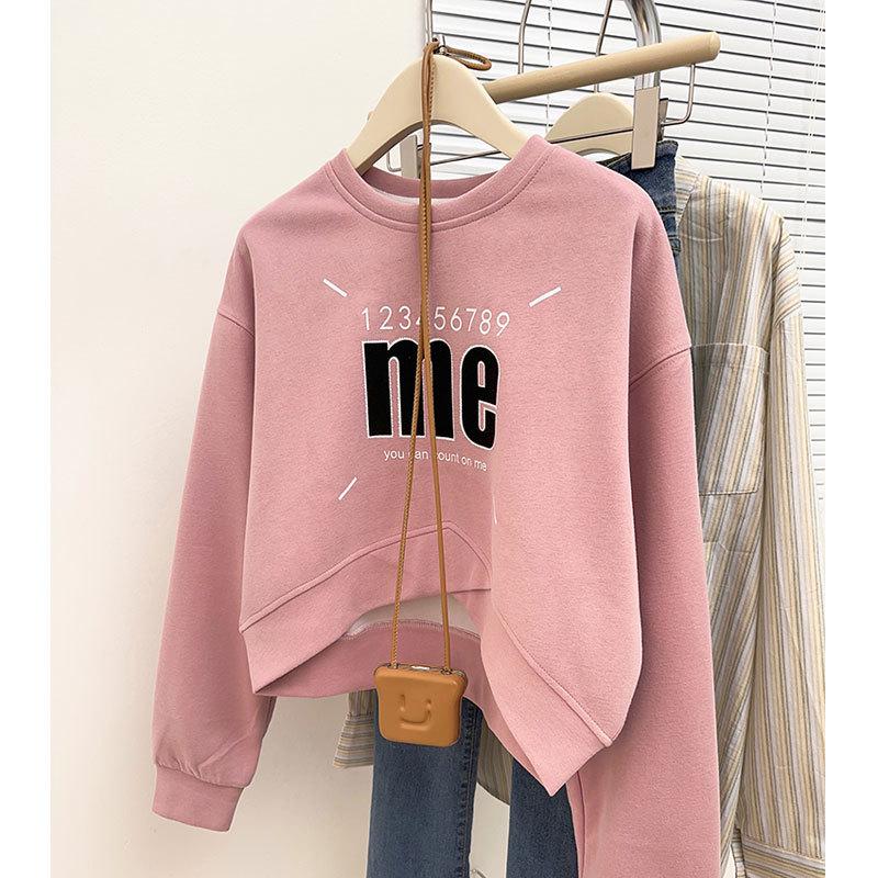 

Large American Print Round Neck Pullover Sweater - Long Sleeve, Belly-Covering, Versatile Casual Top XL [for 130-150 jin]