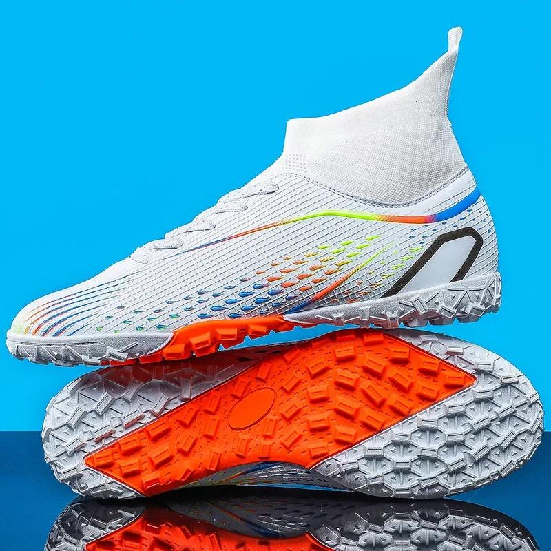 High Ankle Sports Footwear FG/TF Kids Soccer Cleats Football Boots Professional Men's Soccer Shoes Krampon Outdoor Sneakers 2024