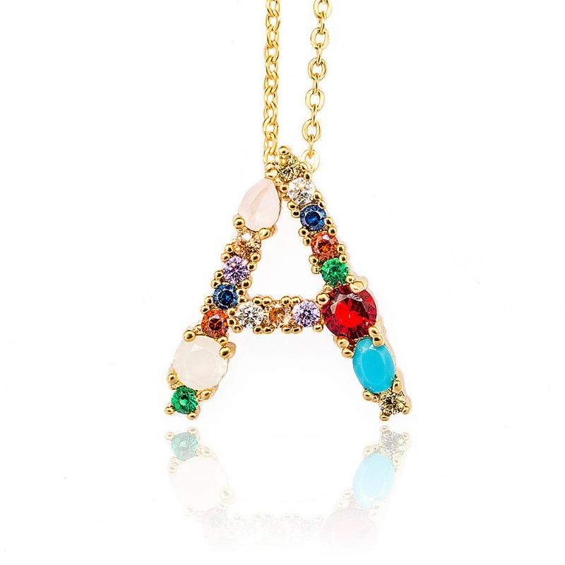 E-Commerce Micro-Inlaid Letter Necklace 26 English Letter Pendant Women S Jewelry
