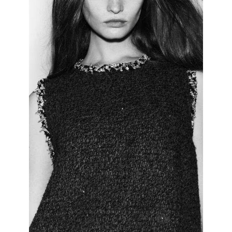 Za2025 Spring New Women's Clothing Fashion Temperament Crew Neck Sleeveless Sequin Streamers Knitting Dress 8146108