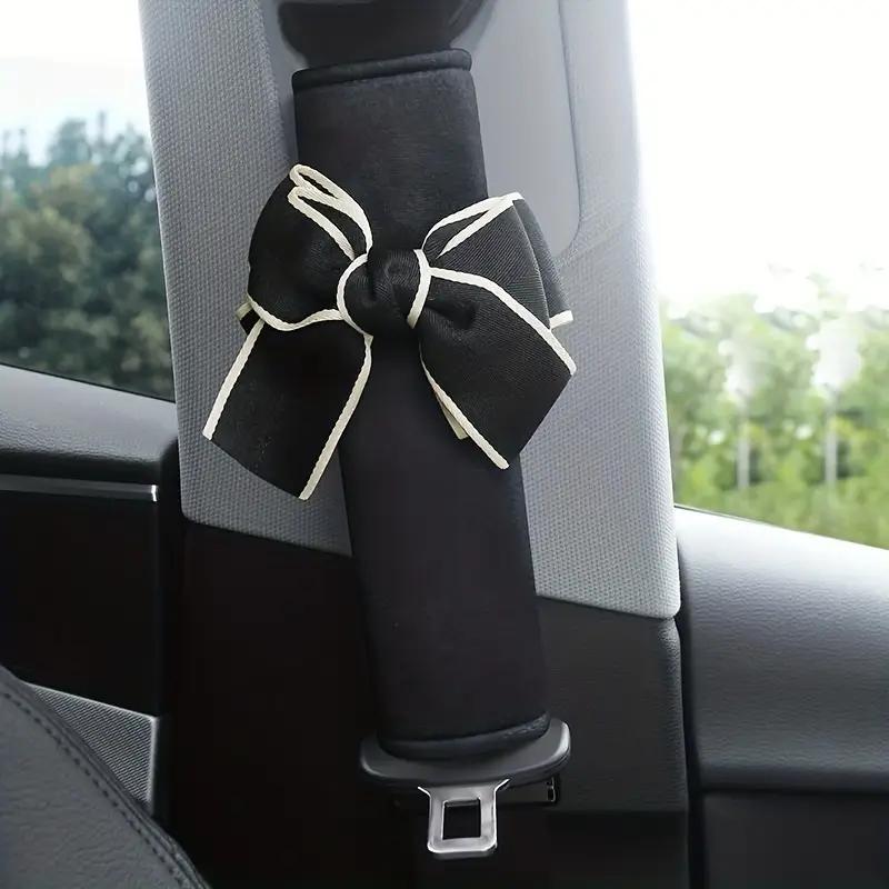Plush Bow Car Seat Belt Shoulder Pad - Soft and Thick Suitable for All Seasons - Women's Comfortable Car Safety Accessories